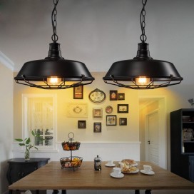 Retro / Vintage Black Metal Pendant Light