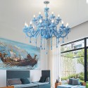 18 Light (12+6) 2 Tiers Macaron Blue Nordic Style Candle Style Crystal Chandelier
