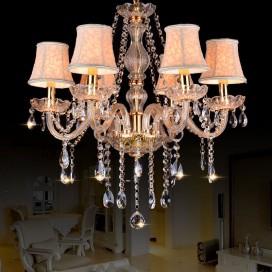 6 Light Gold Luxurious Candle Style Crystal Chandelier