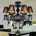 6 Light Black Modern Retro Candle Style Crystal Chandelier