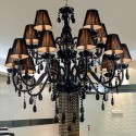 15 Light (10+5) 2 Tiers Black Modern Retro Candle Style Crystal Chandelier