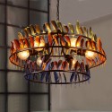 6 Light Feather Retro Chandelier