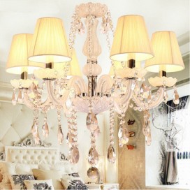 6 Light White Modern Candle Style Crystal Chandelier