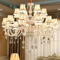 18 Light (12+6) 2 Tiers White Modern Candle Style Crystal Chandelier