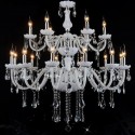 18 Light (12+6) 2 Tiers White Modern Candle Style Crystal Chandelier