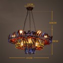 9 Light Feather Retro Steel Chandelier