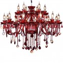 18 Light (12+6) 2 Tiers Red Candle Style Crystal Chandelier