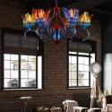 6 Light Feather Retro Steel Chandelier