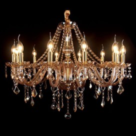 12 Light Amber Modern Candle Style Crystal Chandelier