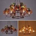 9 Light Feather Retro Steel Chandelier