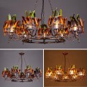 9 Light Feather Retro Steel Chandelier