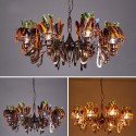 8 Light Feather Retro Steel Chandelier