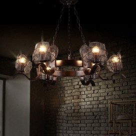 6 Light Industrial Style Steel Chandelier