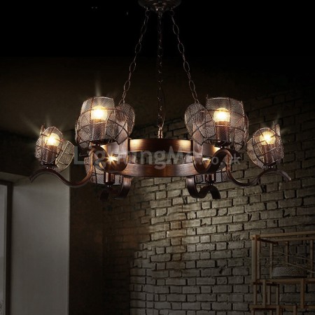 6 Light Industrial Style Steel Chandelier