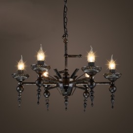 6 Light Industrial Style Steel Chandelier