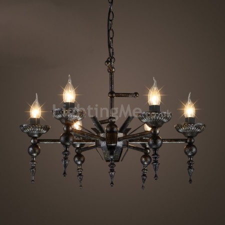 6 Light Industrial Style Steel Chandelier