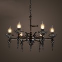 6 Light Industrial Style Steel Chandelier