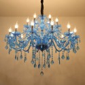 18 Light (12+6) 2 Tiers Mediterranean Style Blue Candle Style Crystal Chandelier