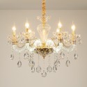 6 Light Gold Clear Candle Style Crystal Chandelier