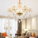 6 Light Gold Clear Candle Style Crystal Chandelier