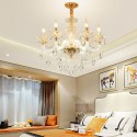 6 Light Gold Clear Candle Style Crystal Chandelier