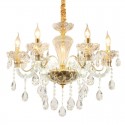 6 Light Gold Clear Candle Style Crystal Chandelier