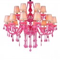 18 Light (12+6) 2 Tiers Pink Kids Room Candle Style Crystal Chandelier