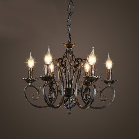 6 Light Industrial Style Steel Chandelier