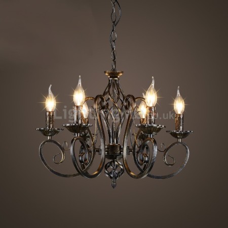 6 Light Industrial Style Steel Chandelier