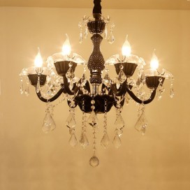6 Light Black Retro Candle Style Crystal Chandelier