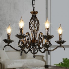 6 Light Industrial Style Steel Chandelier