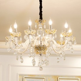 10 Light Champagne Candle Style Crystal Chandelier