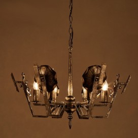 6 Light Industrial Style Steel Chandelier