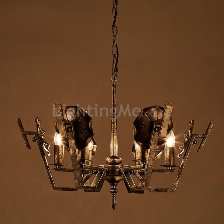 6 Light Industrial Style Steel Chandelier