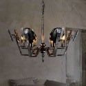 6 Light Industrial Style Steel Chandelier