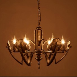 6 Light Industrial Style Steel Chandelier