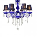 6 Light Blue Mediterranean Style Candle Style Crystal Chandelier