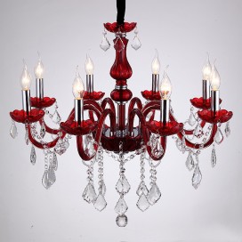 8 Light Red Candle Style Crystal Chandelier