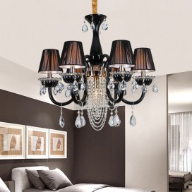 6 Light Black Candle Style Crystal Chandelier