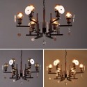 6 Light Industrial Style Steel Acrylic Crystal Chandelier