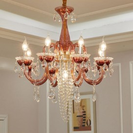 8 Light Coffee Candle Style Crystal Chandelier