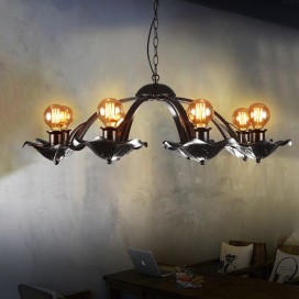 8 Light Industrial Style Steel Chandelier