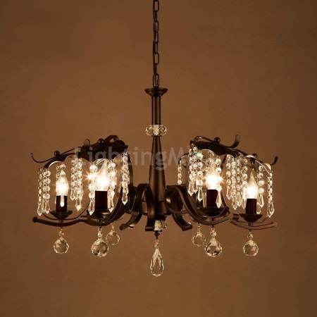 6 Light Industrial Style Steel Chandelier