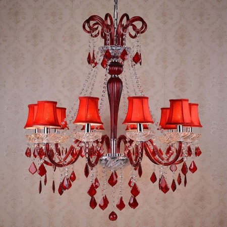 12 Light Red Candle Style Crystal Chandelier