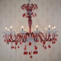 12 Light Red Candle Style Crystal Chandelier