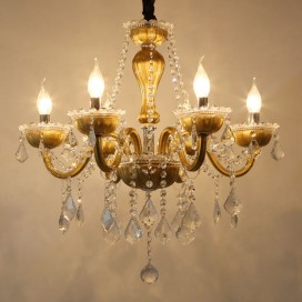 6 Light Bronze Candle Style Crystal Chandelier