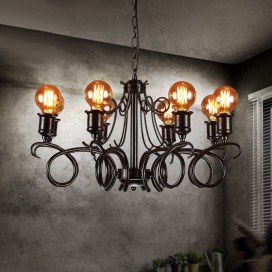 8 Light Industrial Style Steel Chandelier