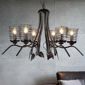 6 Light Industrial Style Steel Chandelier