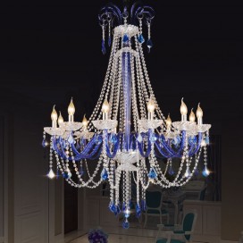 12 Light Blue Candle Style Crystal Chandelier