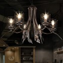 6 Light Industrial Style Steel Chandelier